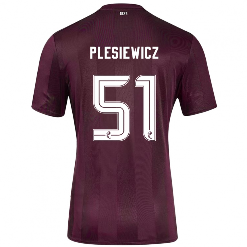 Niño Fútbol Camiseta Szymon Plesiewicz #51 Borgoña 1ª Equipación 2024/25 México