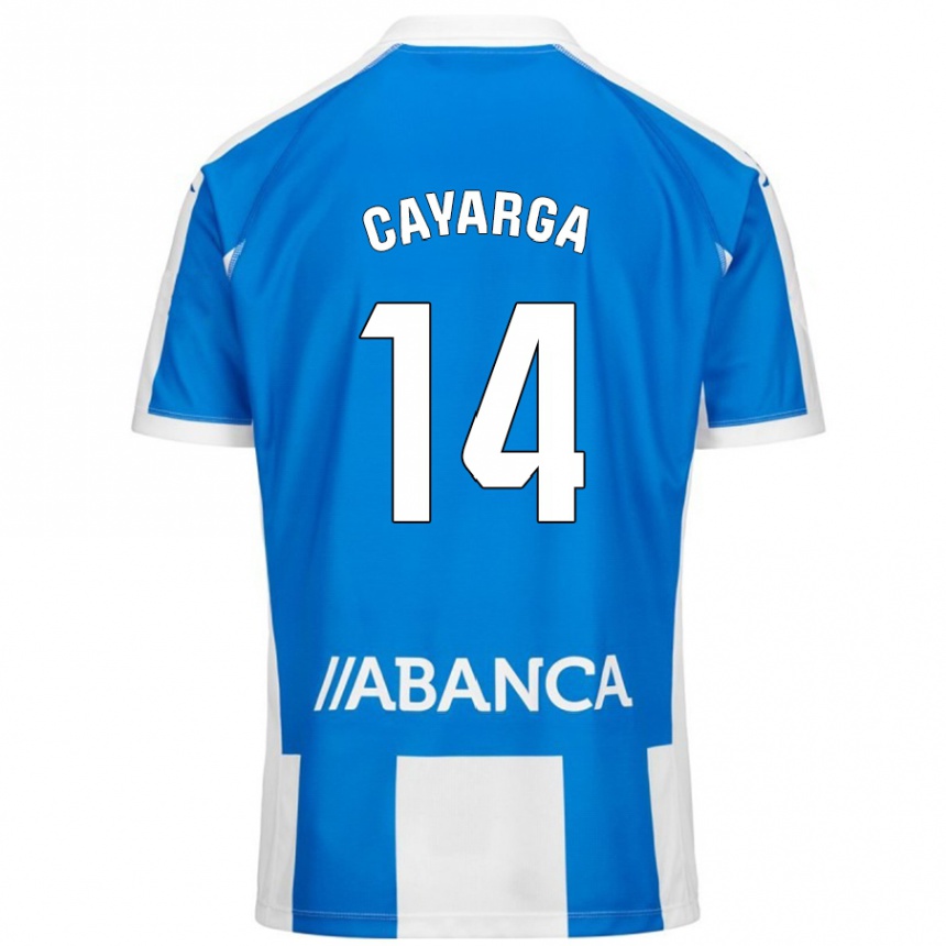 Niño Fútbol Camiseta Berto Cayarga #14 Azul Blanco 1ª Equipación 2024/25 México