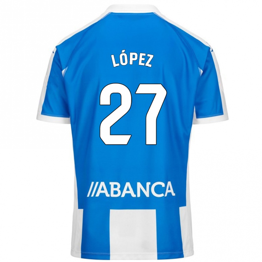 Niño Fútbol Camiseta Rubén López #27 Azul Blanco 1ª Equipación 2024/25 México