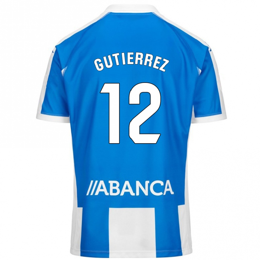 Niño Fútbol Camiseta Laura Gutiérrez #12 Azul Blanco 1ª Equipación 2024/25 México