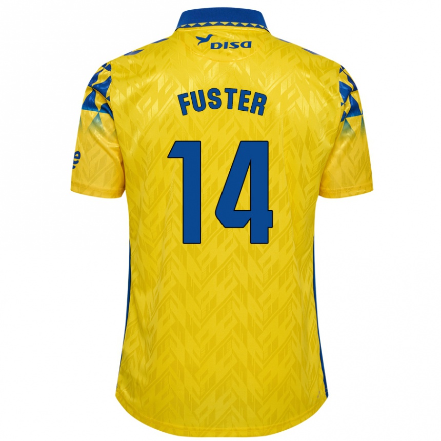 Niño Fútbol Camiseta Manu Fuster #14 Amarillo Azul 1ª Equipación 2024/25 México