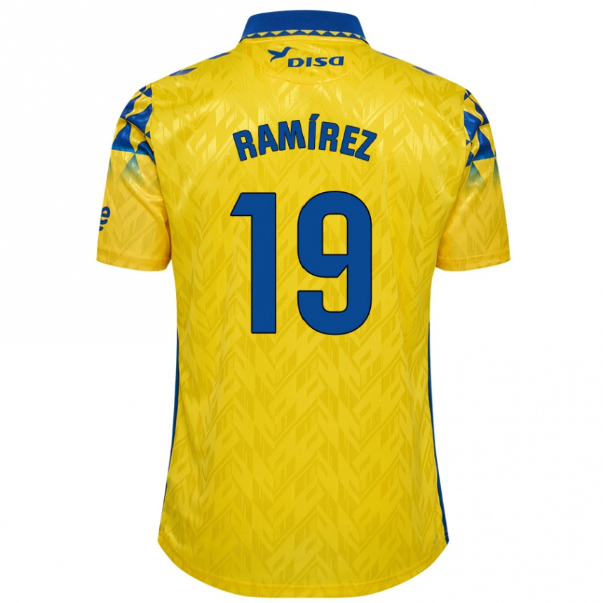 Niño Fútbol Camiseta Sandro Ramírez #19 Amarillo Azul 1ª Equipación 2024/25 México