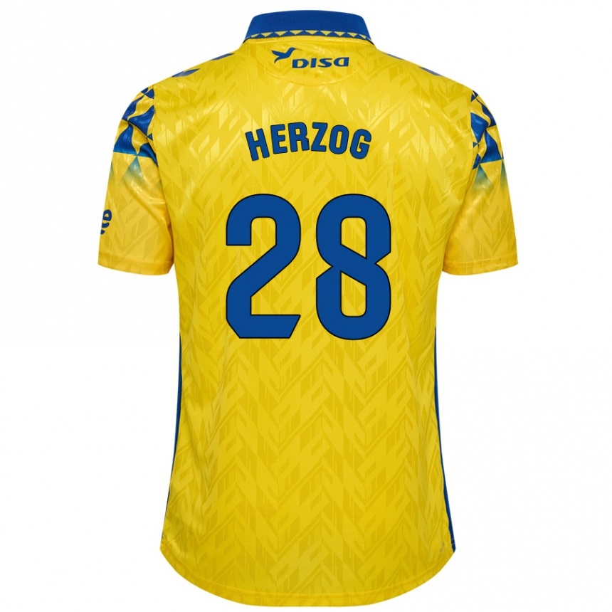 Niño Fútbol Camiseta Juanma Herzog #28 Amarillo Azul 1ª Equipación 2024/25 México