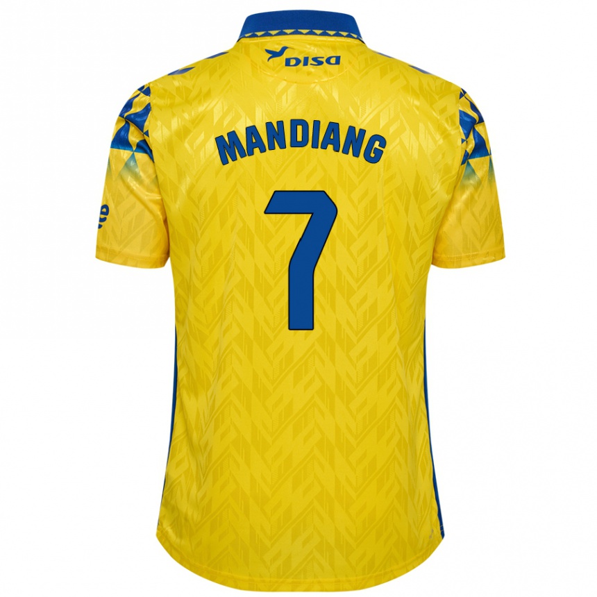 Niño Fútbol Camiseta Saliou Mandiang #7 Amarillo Azul 1ª Equipación 2024/25 México