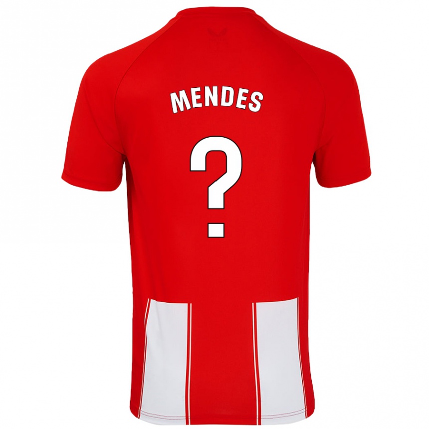 Niño Fútbol Camiseta Houboulang Mendes #0 Rojo Blanco 1ª Equipación 2024/25 México