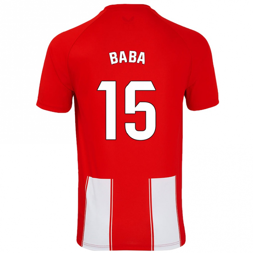 Niño Fútbol Camiseta Iddrisu Baba #15 Rojo Blanco 1ª Equipación 2024/25 México