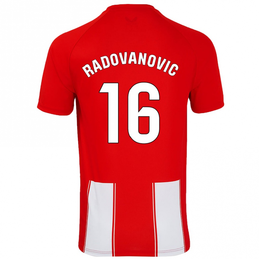 Niño Fútbol Camiseta Aleksandar Radovanovic #16 Rojo Blanco 1ª Equipación 2024/25 México