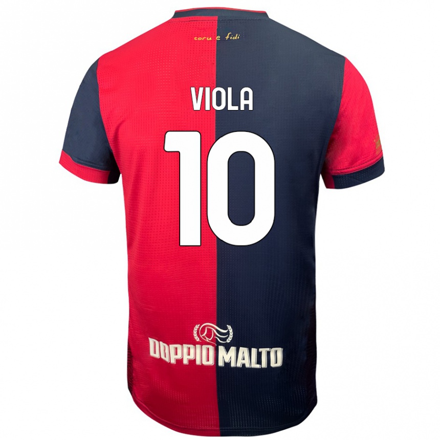 Niño Fútbol Camiseta Nicolas Viola #10 Rojo Azul Más Oscuro 1ª Equipación 2024/25 México