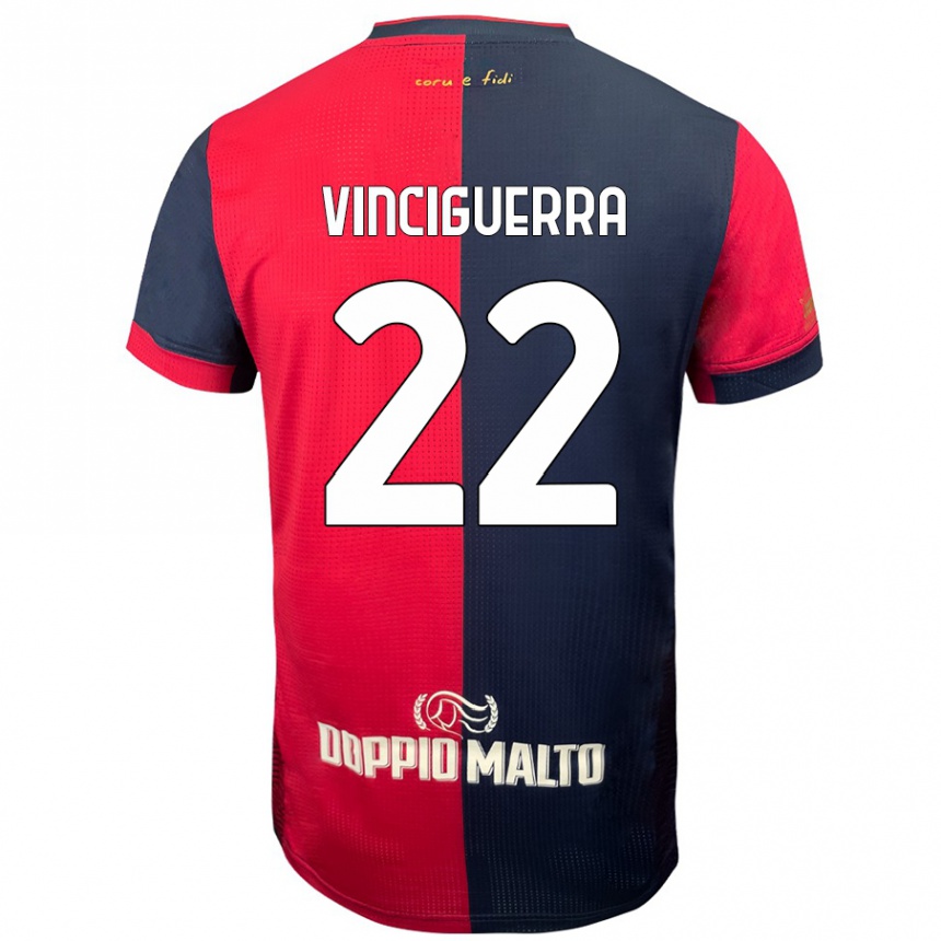 Niño Fútbol Camiseta Alessandro Vinciguerra #22 Rojo Azul Más Oscuro 1ª Equipación 2024/25 México