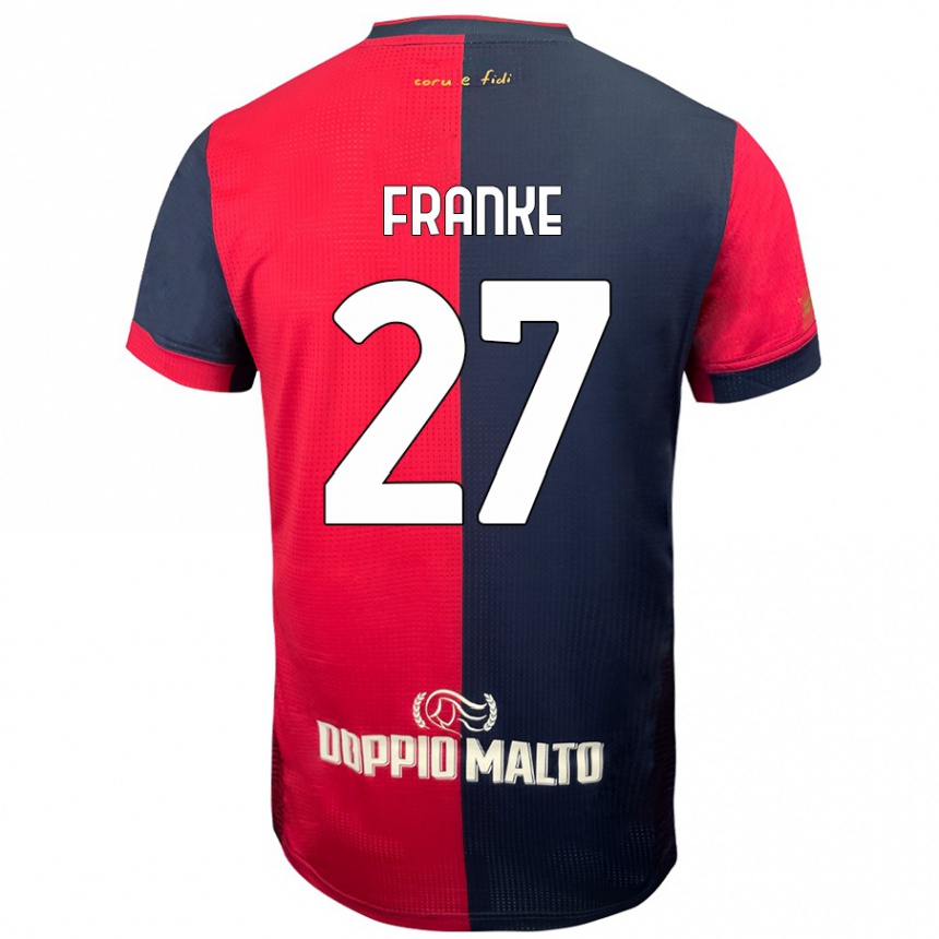 Niño Fútbol Camiseta Antoni Franke #27 Rojo Azul Más Oscuro 1ª Equipación 2024/25 México