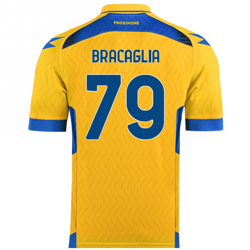 Niño Fútbol Camiseta Gabriele Bracaglia #79 Amarillo 1ª Equipación 2024/25 México