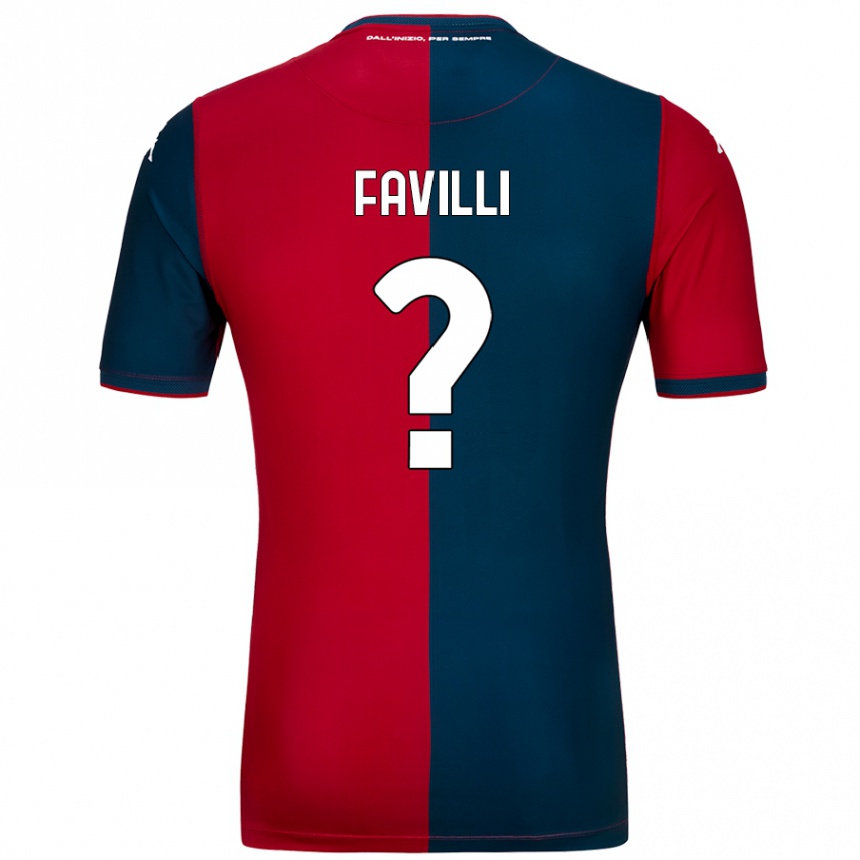 Niño Fútbol Camiseta Andrea Favilli #0 Rojo Azul Oscuro 1ª Equipación 2024/25 México