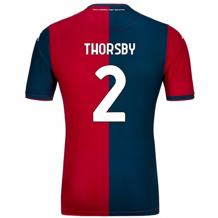 Niño Fútbol Camiseta Morten Thorsby #2 Rojo Azul Oscuro 1ª Equipación 2024/25 México