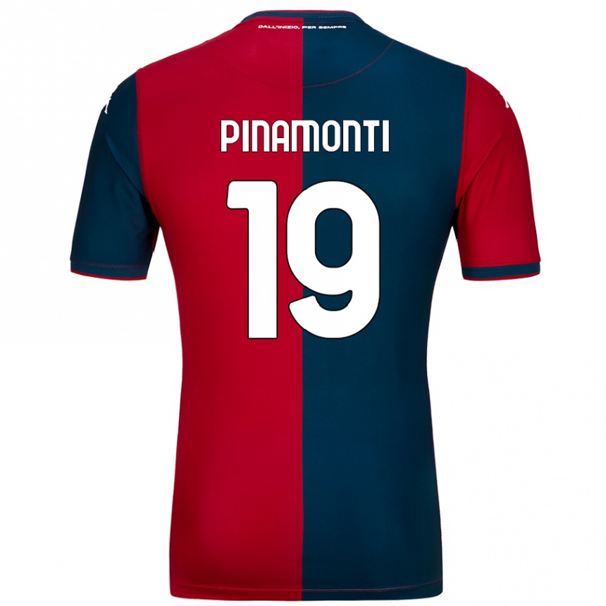 Niño Fútbol Camiseta Andrea Pinamonti #19 Rojo Azul Oscuro 1ª Equipación 2024/25 México