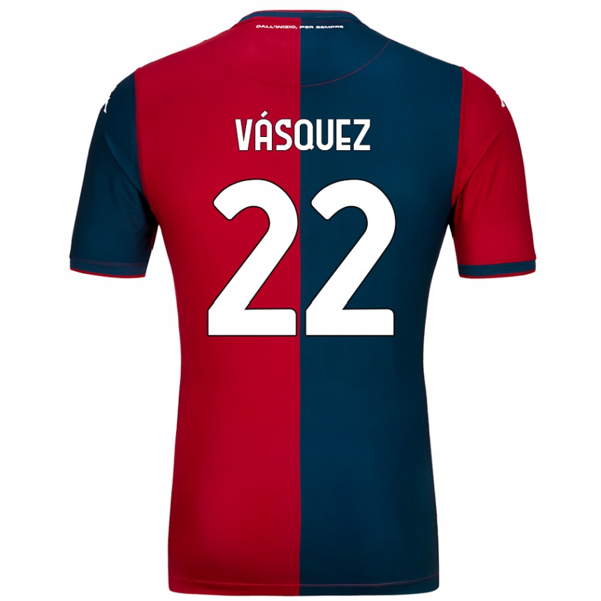 Niño Fútbol Camiseta Johan Vásquez #22 Rojo Azul Oscuro 1ª Equipación 2024/25 México