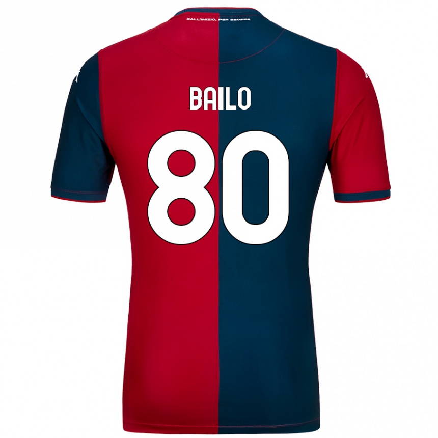 Niño Fútbol Camiseta Giorgio Bailo #80 Rojo Azul Oscuro 1ª Equipación 2024/25 México