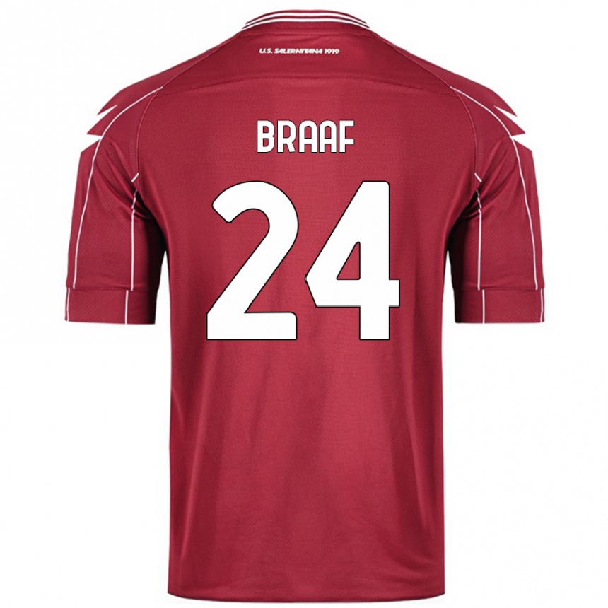 Niño Fútbol Camiseta Jayden Braaf #24 Borgoña 1ª Equipación 2024/25 México