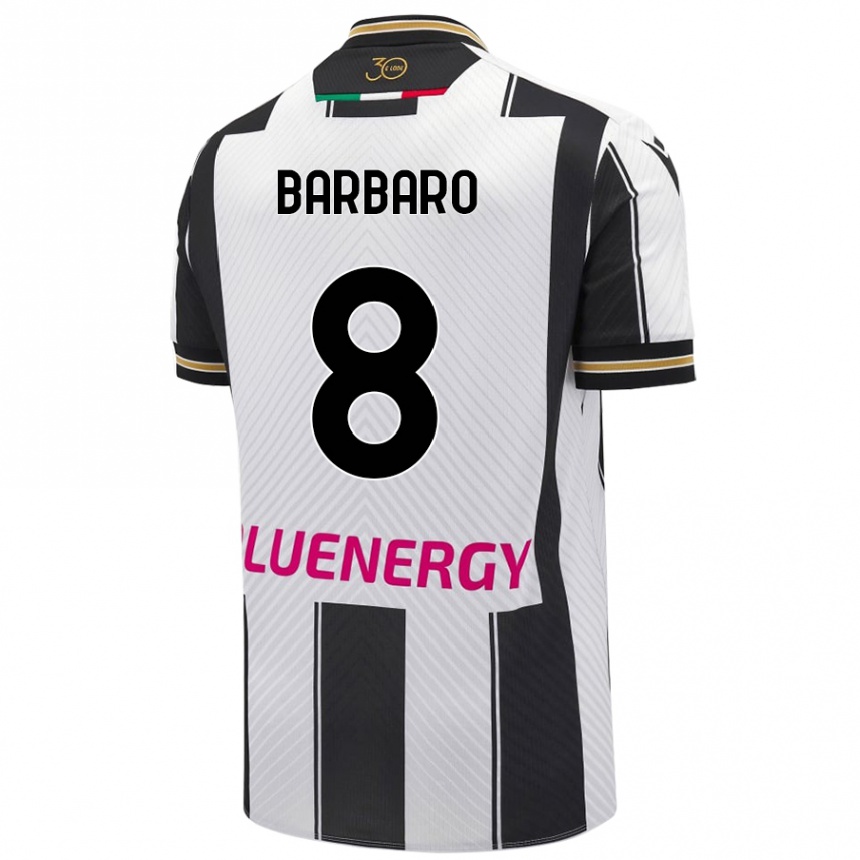 Niño Fútbol Camiseta Elia Barbaro #8 Blanco Negro 1ª Equipación 2024/25 México