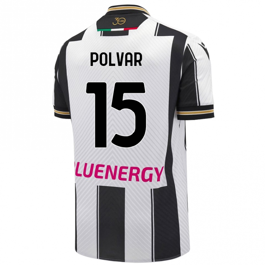 Niño Fútbol Camiseta Francesco Polvar #15 Blanco Negro 1ª Equipación 2024/25 México