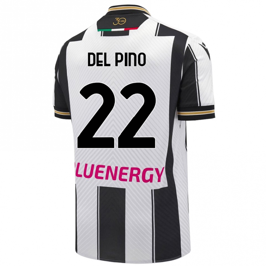 Niño Fútbol Camiseta Lorenzo Del Pino #22 Blanco Negro 1ª Equipación 2024/25 México