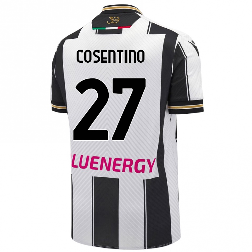 Niño Fútbol Camiseta Sergio Cosentino #27 Blanco Negro 1ª Equipación 2024/25 México