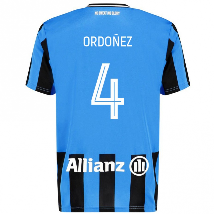 Niño Fútbol Camiseta Joel Ordóñez #4 Azul Cielo Negro 1ª Equipación 2024/25 México