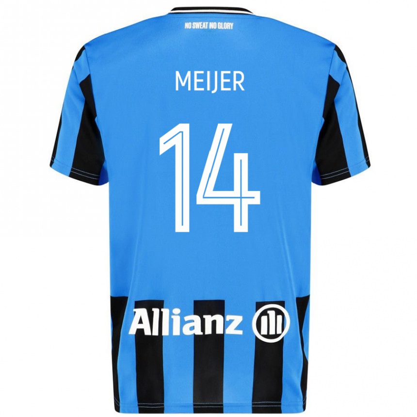 Niño Fútbol Camiseta Bjorn Meijer #14 Azul Cielo Negro 1ª Equipación 2024/25 México