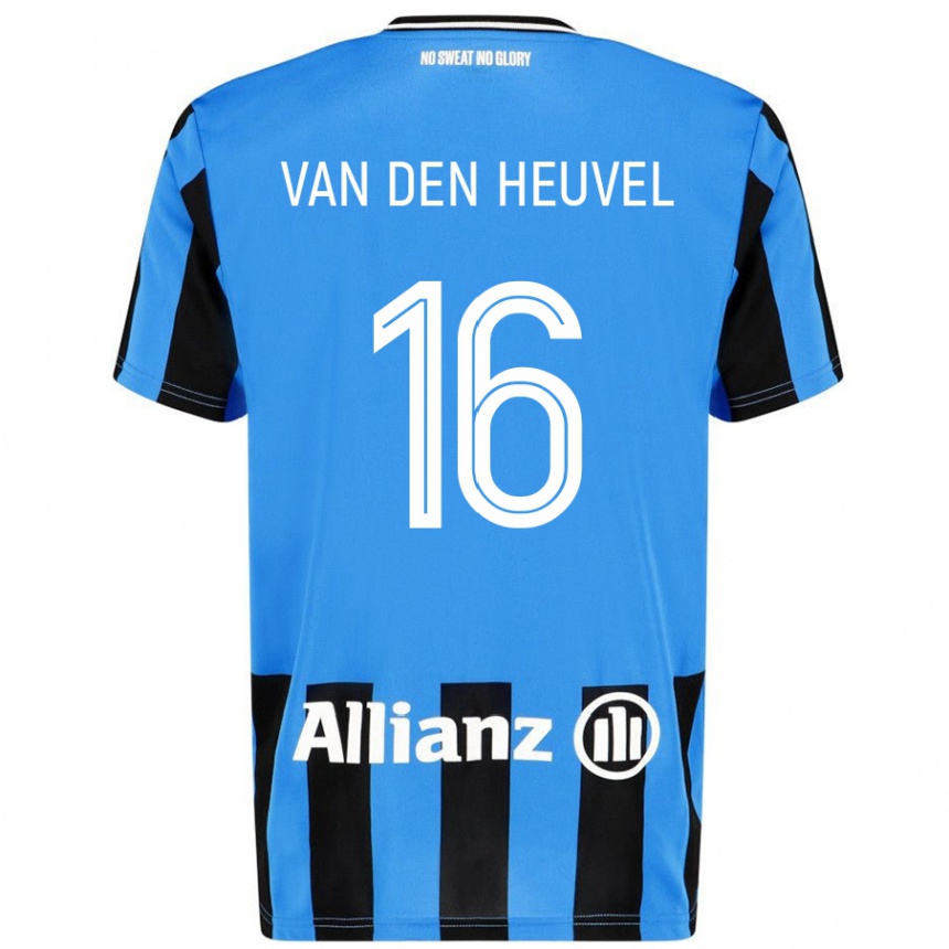 Niño Fútbol Camiseta Dani Van Den Heuvel #16 Azul Cielo Negro 1ª Equipación 2024/25 México