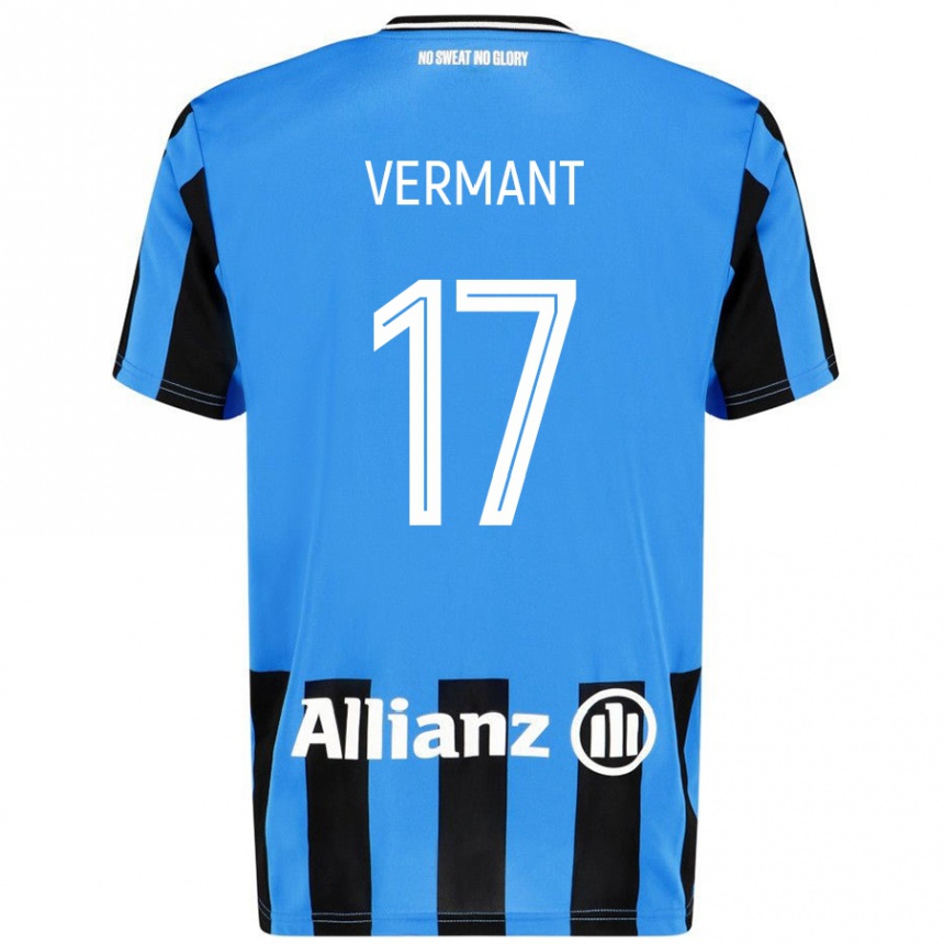 Niño Fútbol Camiseta Romeo Vermant #17 Azul Cielo Negro 1ª Equipación 2024/25 México