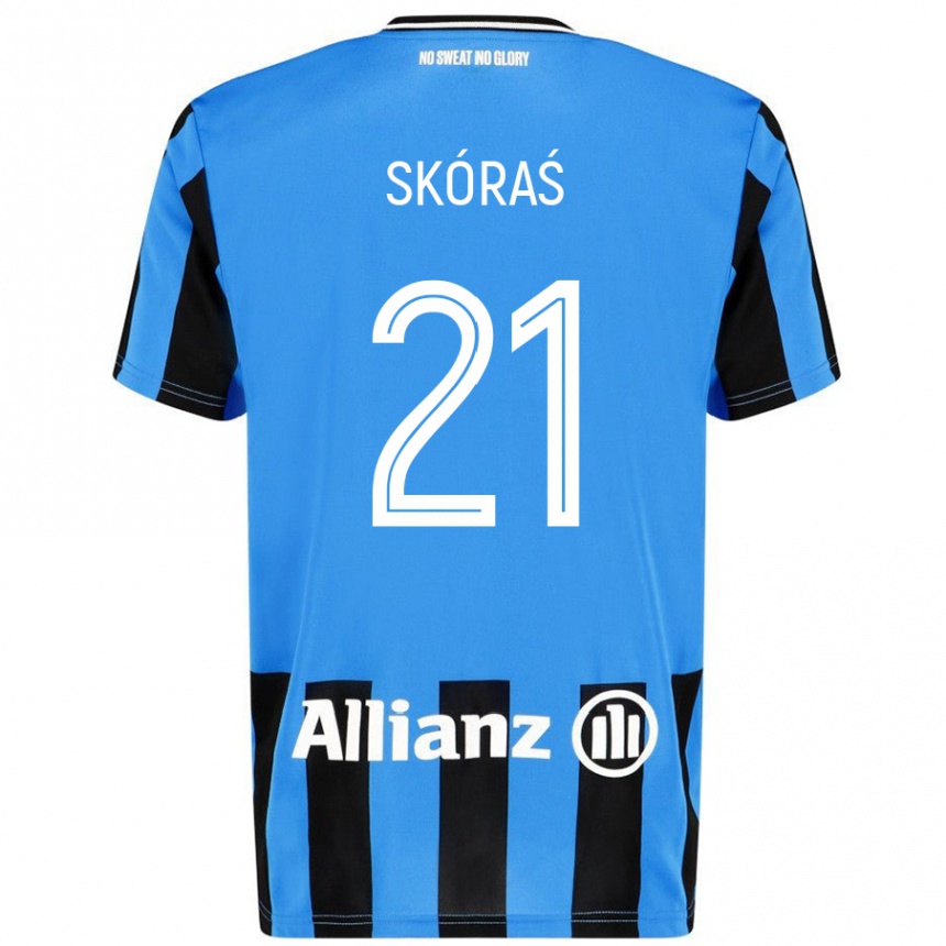 Niño Fútbol Camiseta Michal Skoras #21 Azul Cielo Negro 1ª Equipación 2024/25 México