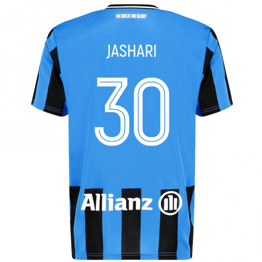 Niño Fútbol Camiseta Ardon Jashari #30 Azul Cielo Negro 1ª Equipación 2024/25 México