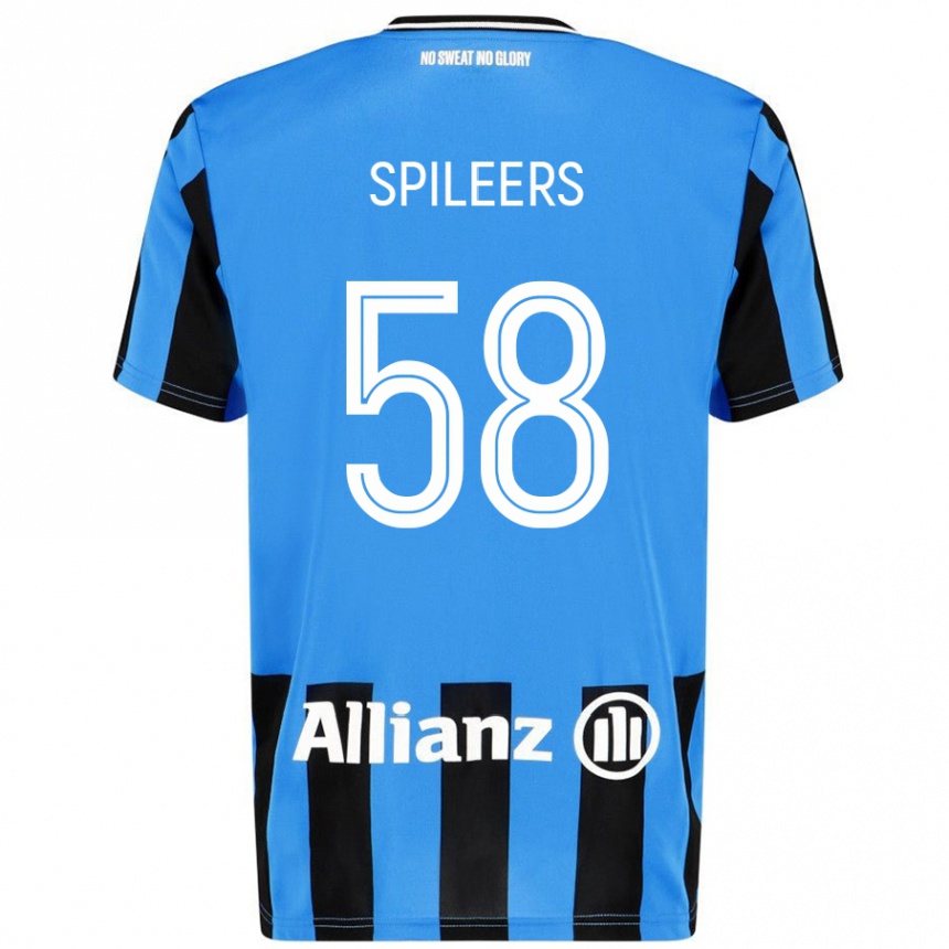 Niño Fútbol Camiseta Jorne Spileers #58 Azul Cielo Negro 1ª Equipación 2024/25 México