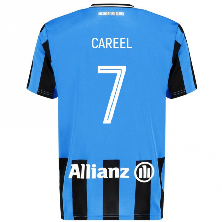 Niño Fútbol Camiseta Oona Careel #7 Azul Cielo Negro 1ª Equipación 2024/25 México