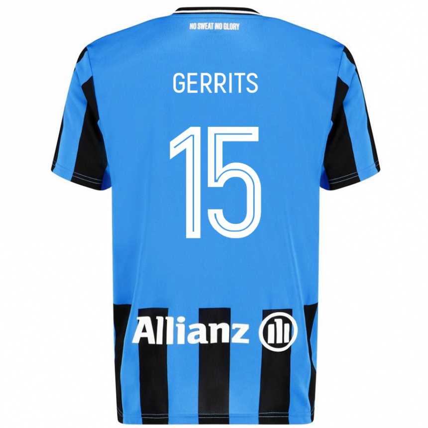 Niño Fútbol Camiseta Melanie Gerrits #15 Azul Cielo Negro 1ª Equipación 2024/25 México