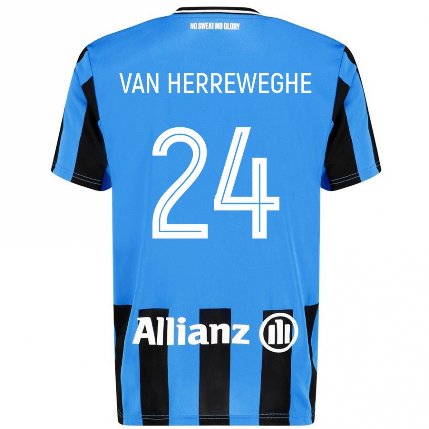 Niño Fútbol Camiseta Febe Van Herreweghe #24 Azul Cielo Negro 1ª Equipación 2024/25 México