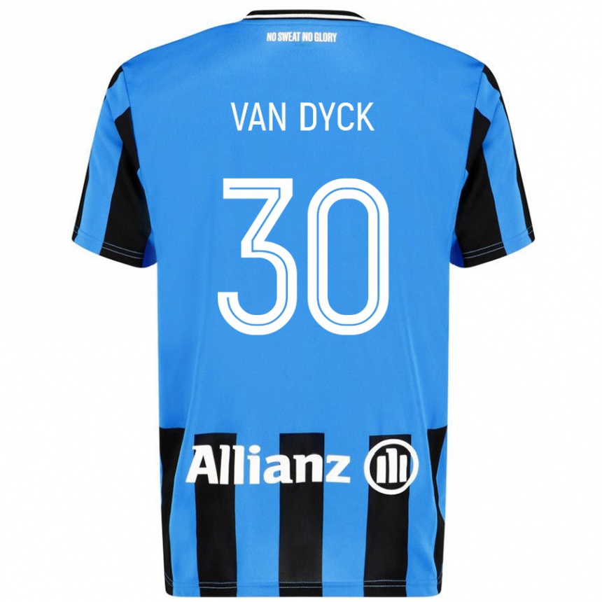 Niño Fútbol Camiseta Nell Van Dyck #30 Azul Cielo Negro 1ª Equipación 2024/25 México