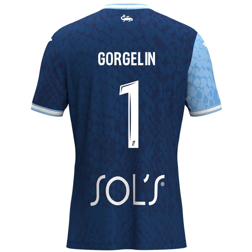 Niño Fútbol Camiseta Mathieu Gorgelin #1 Azul Cielo Azul Oscuro 1ª Equipación 2024/25 México