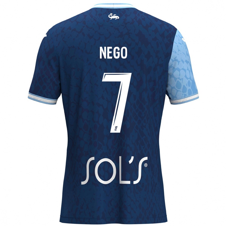 Niño Fútbol Camiseta Loïc Nego #7 Azul Cielo Azul Oscuro 1ª Equipación 2024/25 México