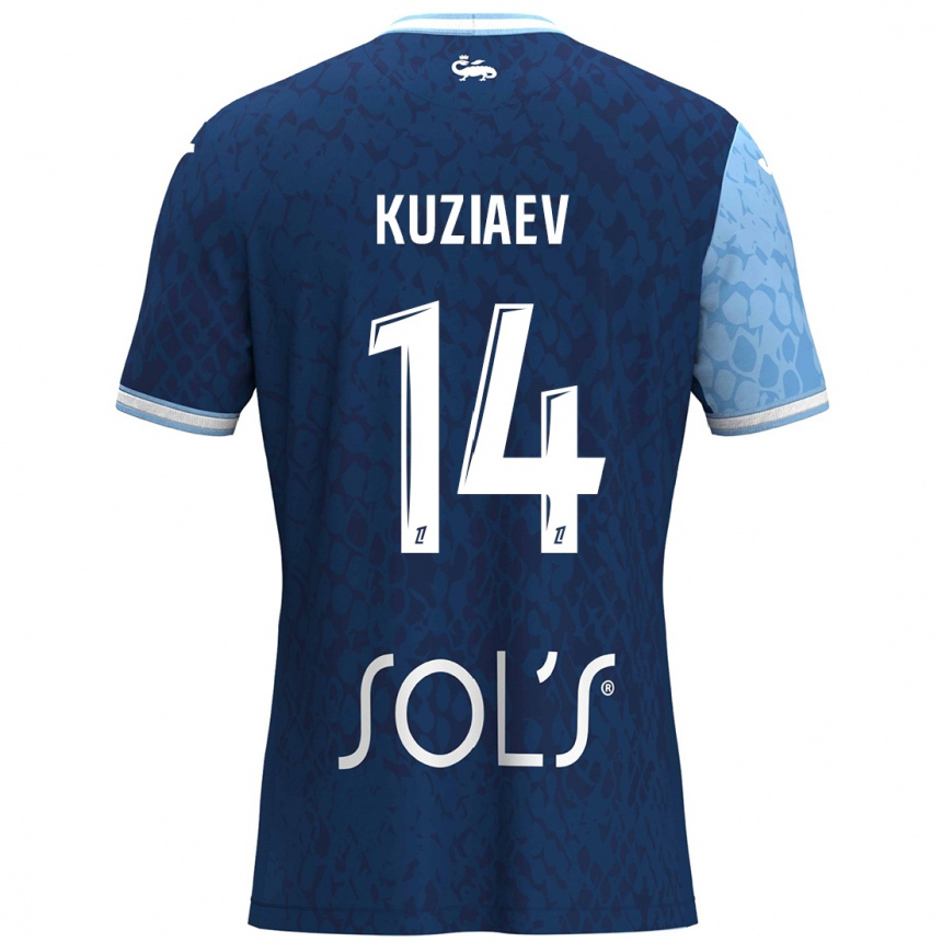 Niño Fútbol Camiseta Daler Kuzyaev #14 Azul Cielo Azul Oscuro 1ª Equipación 2024/25 México