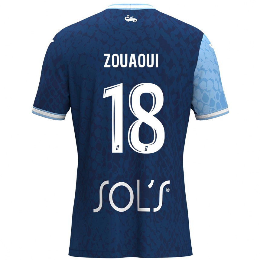 Niño Fútbol Camiseta Yanis Zouaoui #18 Azul Cielo Azul Oscuro 1ª Equipación 2024/25 México