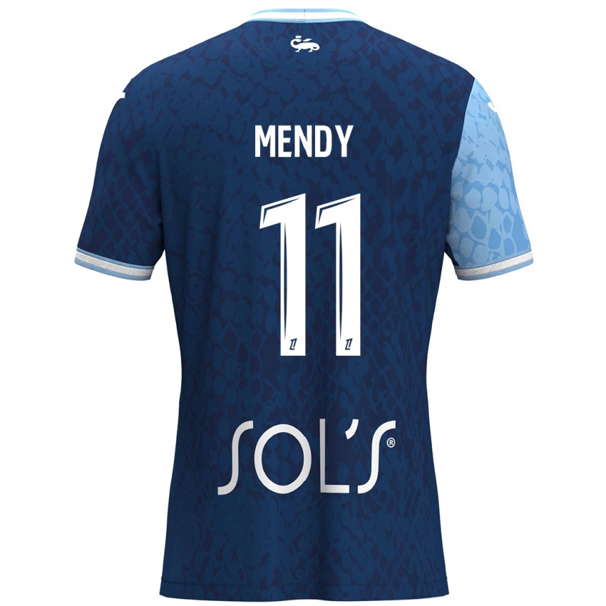 Niño Fútbol Camiseta Mélinda Mendy #11 Azul Cielo Azul Oscuro 1ª Equipación 2024/25 México