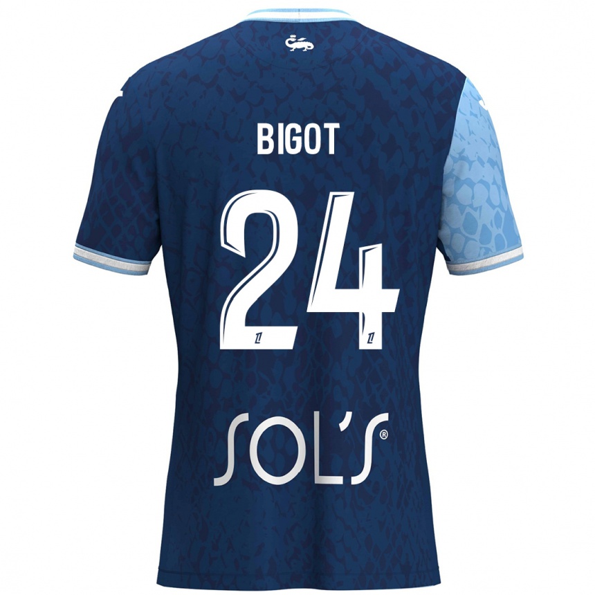 Niño Fútbol Camiseta Maureen Bigot #24 Azul Cielo Azul Oscuro 1ª Equipación 2024/25 México