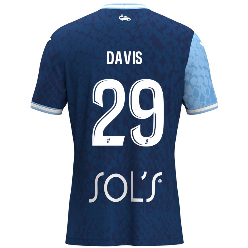 Niño Fútbol Camiseta Deja Davis #29 Azul Cielo Azul Oscuro 1ª Equipación 2024/25 México