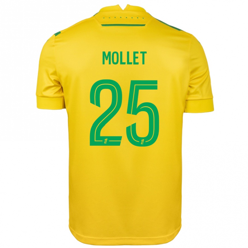 Niño Fútbol Camiseta Florent Mollet #25 Amarillo Verde 1ª Equipación 2024/25 México