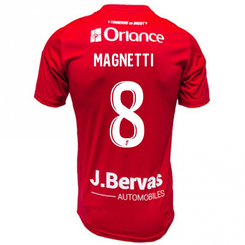 Niño Fútbol Camiseta Hugo Magnetti #8 Rojo Blanco 1ª Equipación 2024/25 México