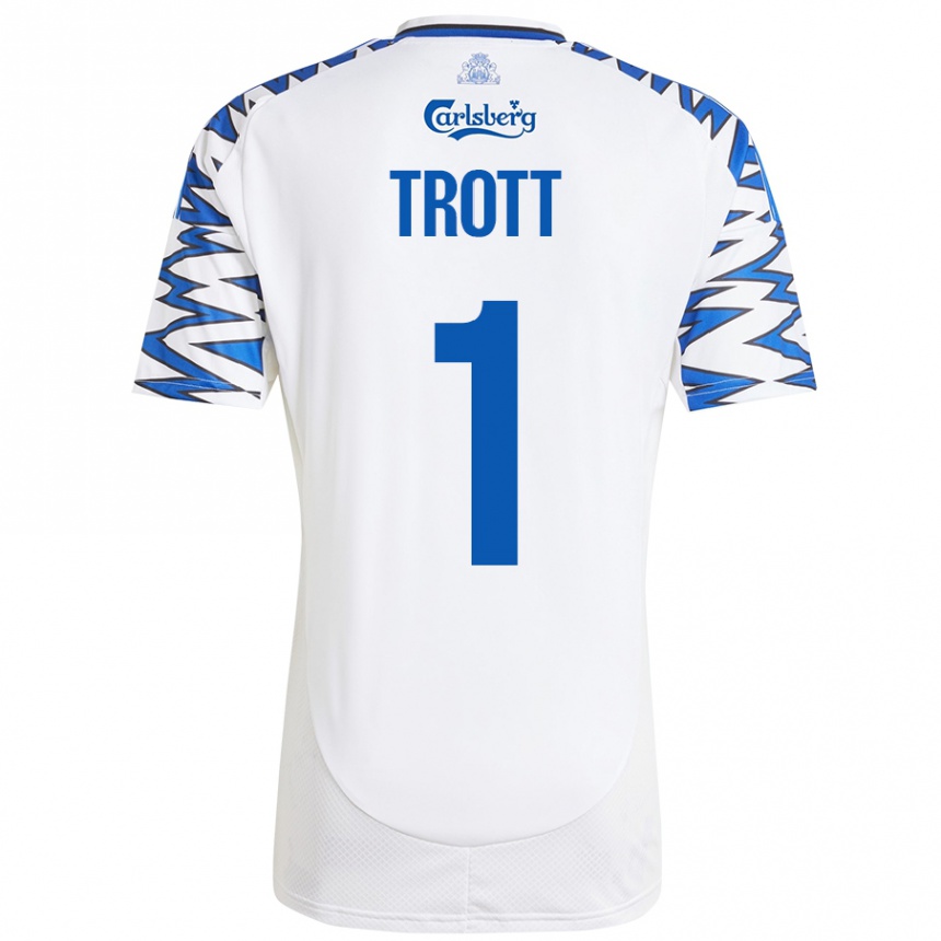 Niño Fútbol Camiseta Nathan Trott #1 Blanco Azul Cielo 1ª Equipación 2024/25 México