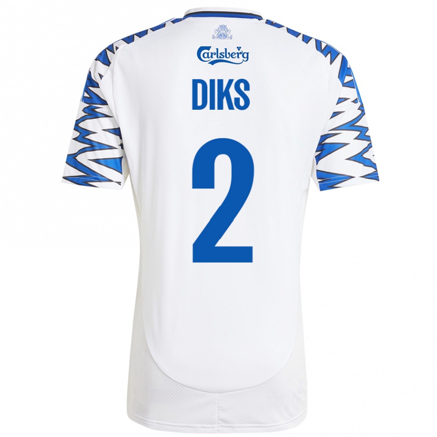 Niño Fútbol Camiseta Kevin Diks #2 Blanco Azul Cielo 1ª Equipación 2024/25 México