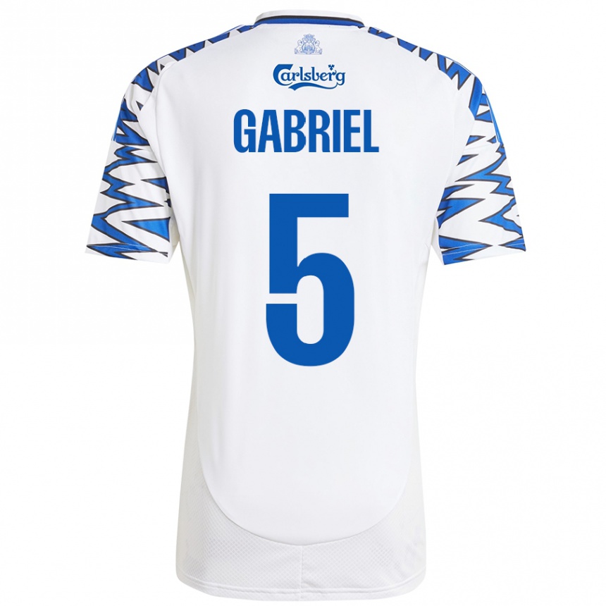 Niño Fútbol Camiseta Gabriel Pereira #5 Blanco Azul Cielo 1ª Equipación 2024/25 México