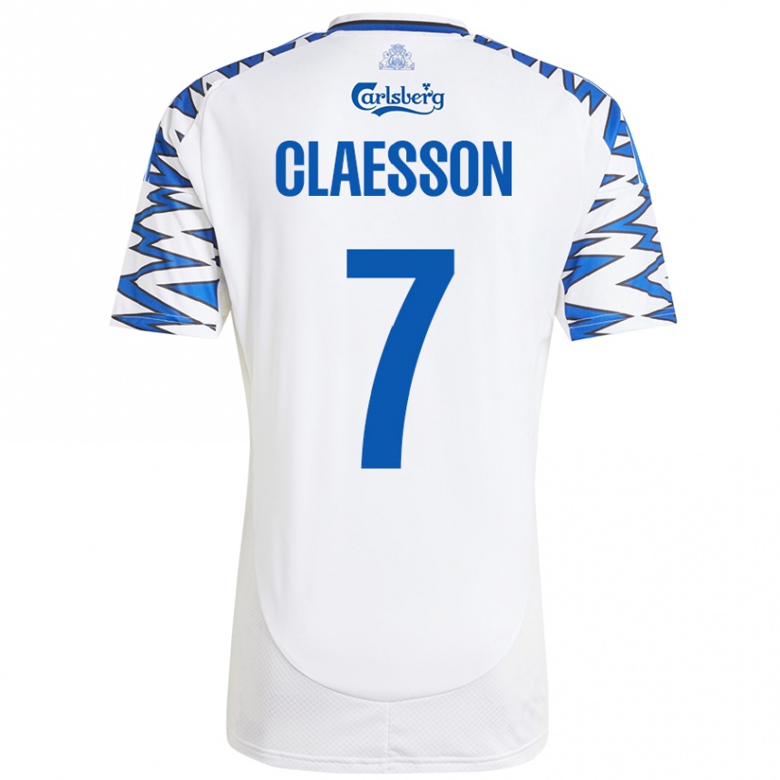 Niño Fútbol Camiseta Viktor Claesson #7 Blanco Azul Cielo 1ª Equipación 2024/25 México