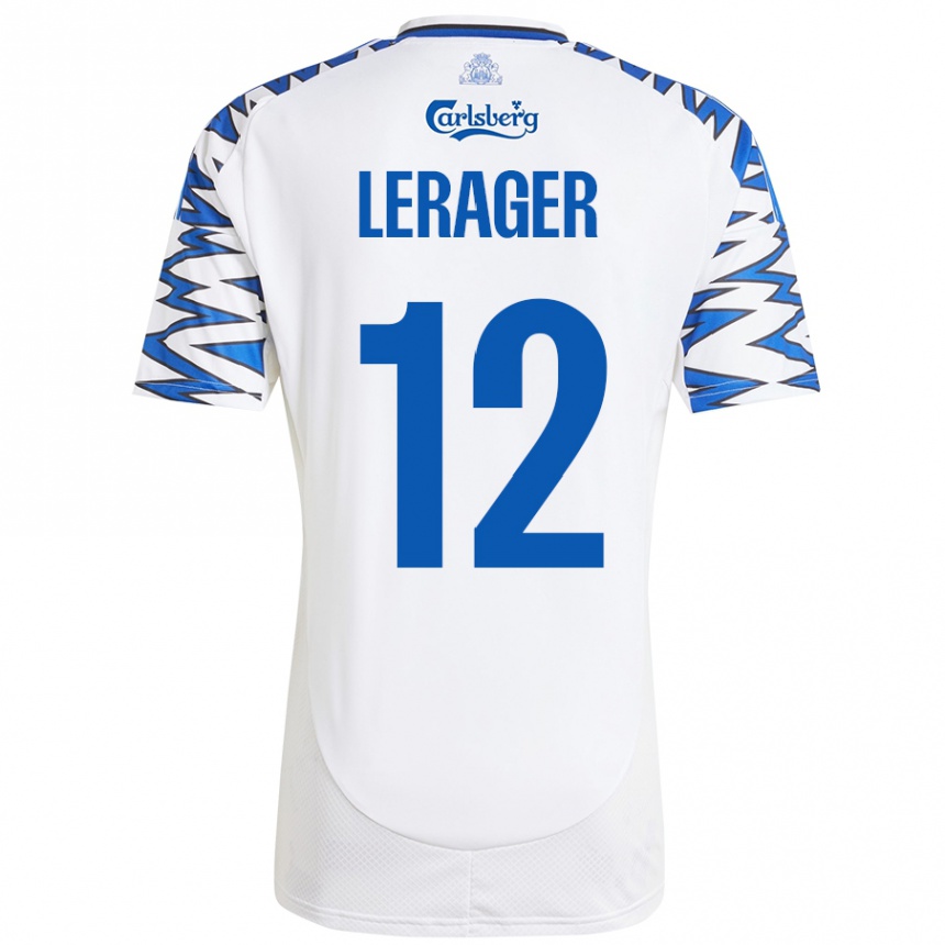 Niño Fútbol Camiseta Lukas Lerager #12 Blanco Azul Cielo 1ª Equipación 2024/25 México